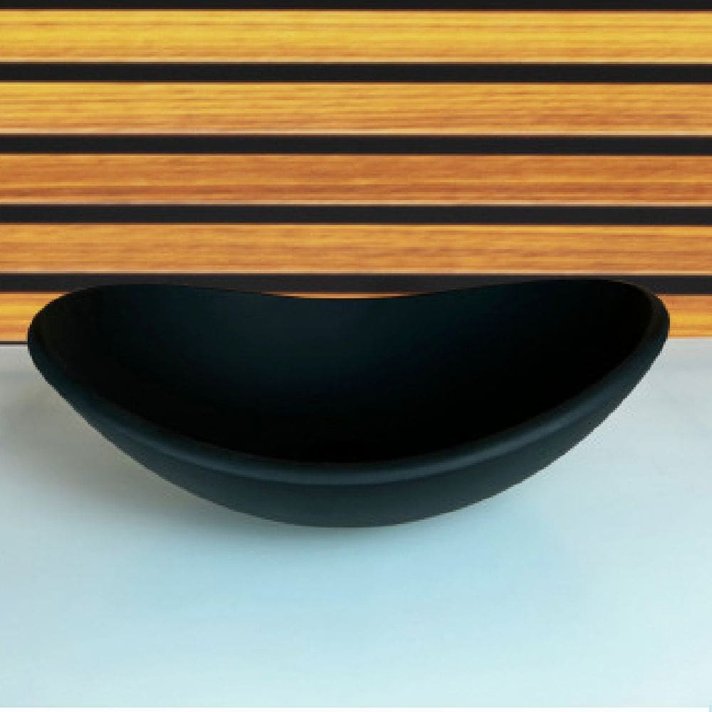 Cuba De Vidro Oval 38cm 38x26 Preto Fosco