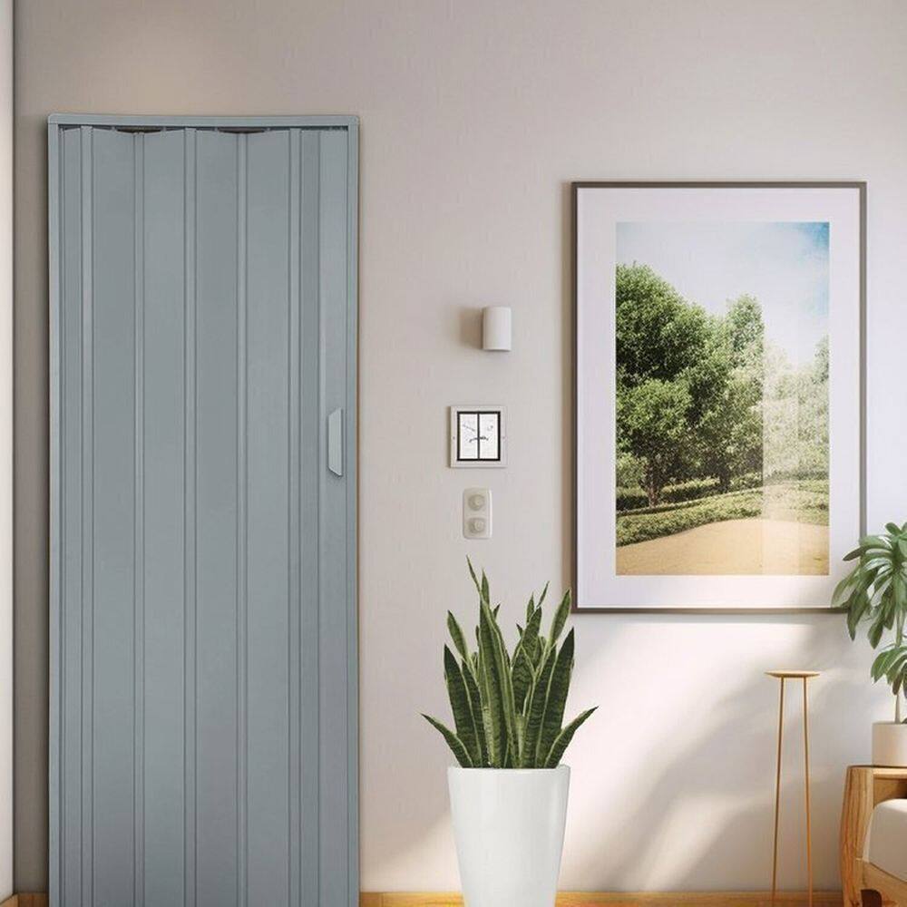 Kit com 2 Portas Sanfonadas de PVC 210x84cm Bariri Cinza