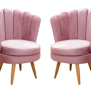 Conjunto 2 Poltronas Pétala Cadeiras Decorativas Flor Rose