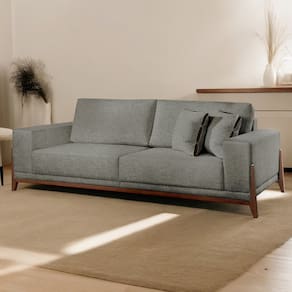 Sofá Fixo Magnus 3 Lugares Luxo 2,30m Cinza