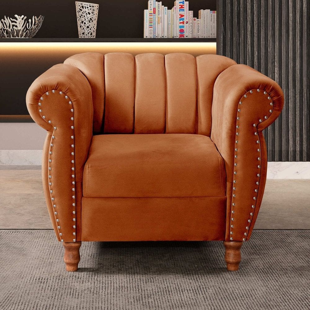 Poltrona Realeza Chesterfield Cadeira Vintage Decoração Retrô Terracota