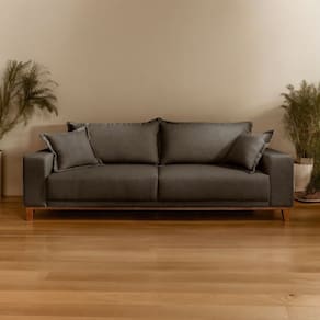 Sofá Fixo 3 Lugares Luxo 220 cm Argos Cinza