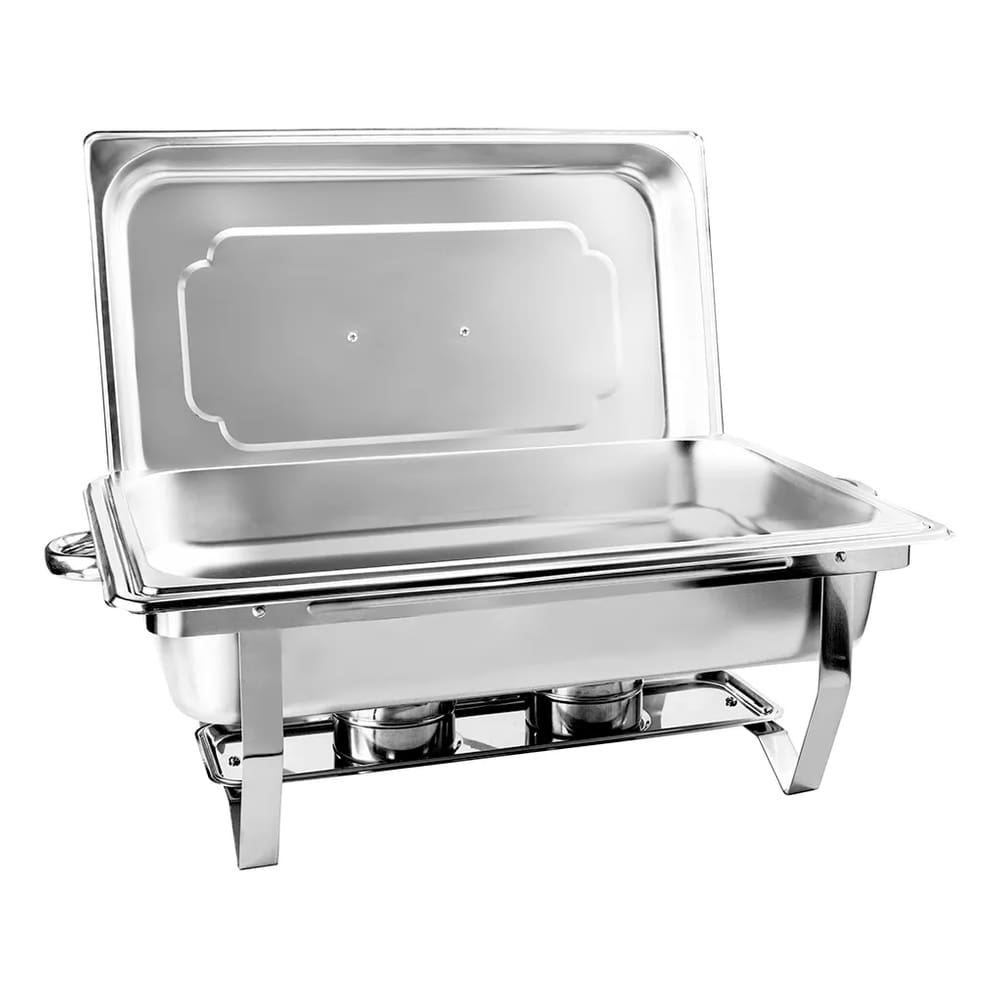 Rechaud RM Retangular em Aço Inox Banho Maria com 1 Cuba e Fogareiro 11 L Buffet