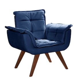 Poltrona Pé Palito Decoração Sala Quarto Recepção Bella Opala Suede Azul Marinho