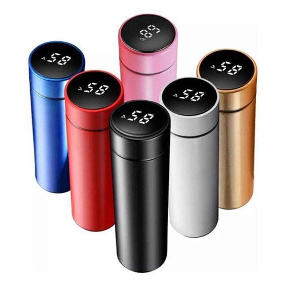 Garrafa Térmica 500Ml Com Medidor De Temperatura Digital Led