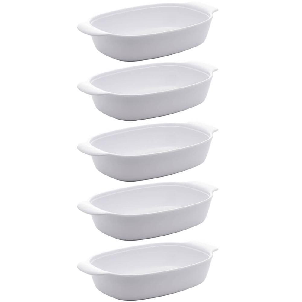 Kit 5 Travessas para Servir de Melamina Branca 23cm com Alças para Restaurantes Casa Milão Lyor