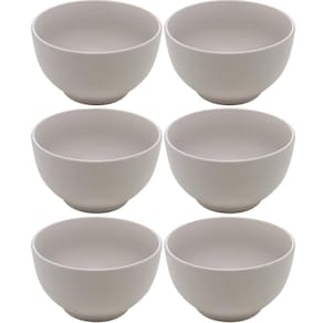 6 Tigelas 680ml Cumbucas Bowls de Cerâmica Lyor Bege Cronus Sobremesa Sopa