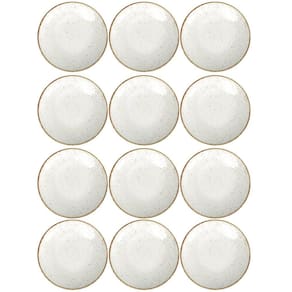 Conjunto 12 Pratos de Porcelana Tramontina para Sobremesa 21cm Rústicos Decorados Marrom