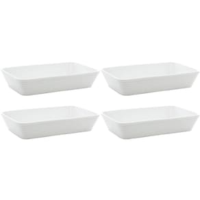 Conjunto de Travessas de Porcelana Lyor Linea 1L Brancas 4 Pratos Refratários Retangulares