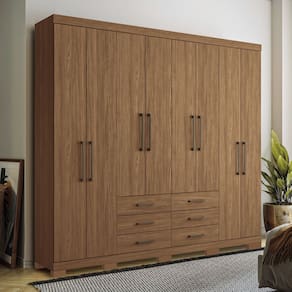 Guarda Roupa Casal 238cm 8 Portas 6 Gavetas com Pés Havana Master Santos Andirá