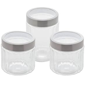 Kit 3 Porta Mantimentos de Vidro Sydney Lyor 870ml e 1,2L Pote com Tampa Inox