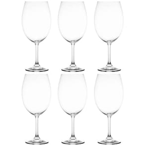 Jogo de 6 Taças de Vinho Tinto Cristal Bohemia Lyor 580ml Sommelier Linha Sylvia Degustação