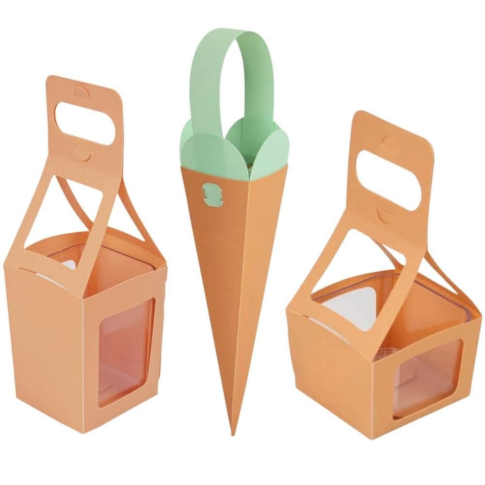 Kit 18 Embalagens para Lembrancinhas Doces Chocolates Presente Páscoa Cestinhos Cenourinha Papaya Dello
