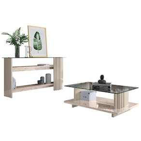 Aparador e Mesa de Centro Frizz com Tampo de Vidro - Madetec