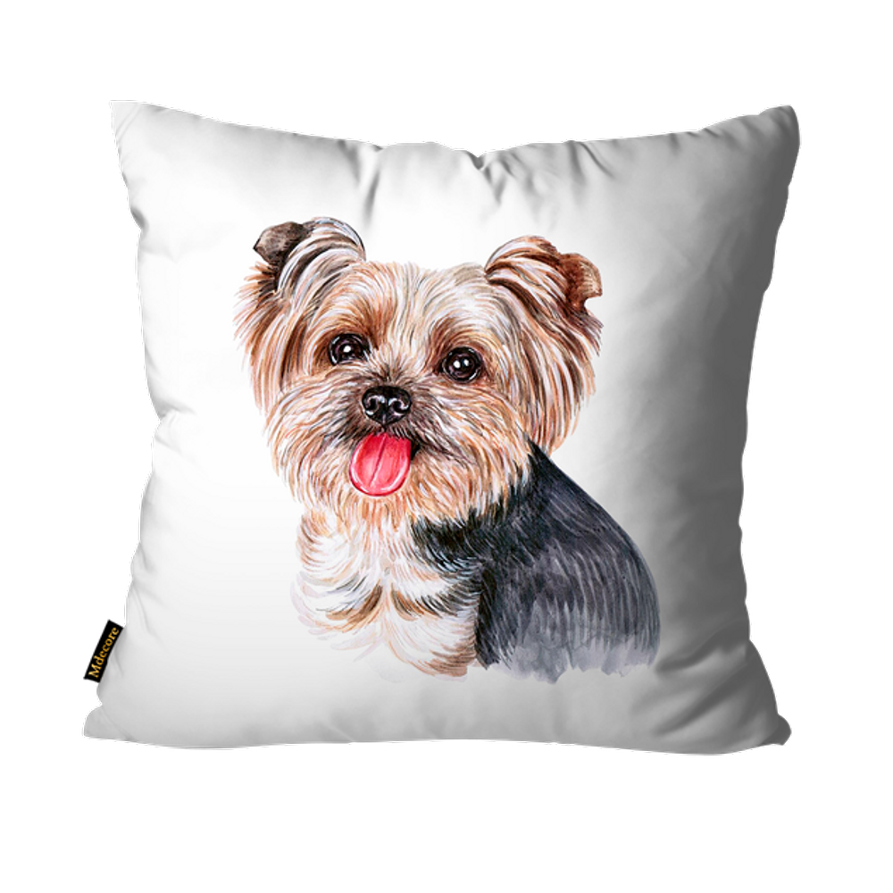 Capa para Almofada Mdecore Yorkshire Terrier Branco