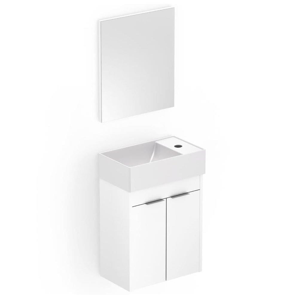 Kit Gabinete Branco 2 Portas com Lavatório e Espelho Celite