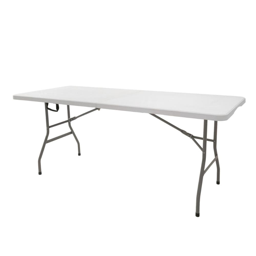 Mesa Dobrável Retangular Cusco Fratini 122 cm (largura) Tampo Plástico HDPE Branco Base Aço Carbono