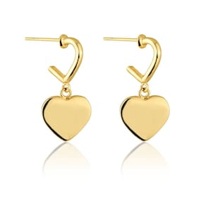 Brinco Meia Argola Coração Folheado a Ouro 18K