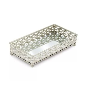 Bandeja Espelhada Retangular Francesa Prata 24cm x 13cm - Mek