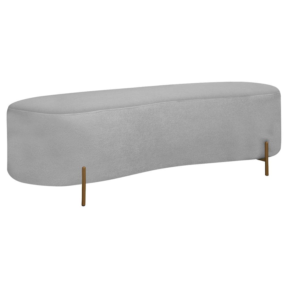 Puff Calçadeira Orgânico Maitê 1,38m Cama Casal Bouclê Cinza SOFA STORE