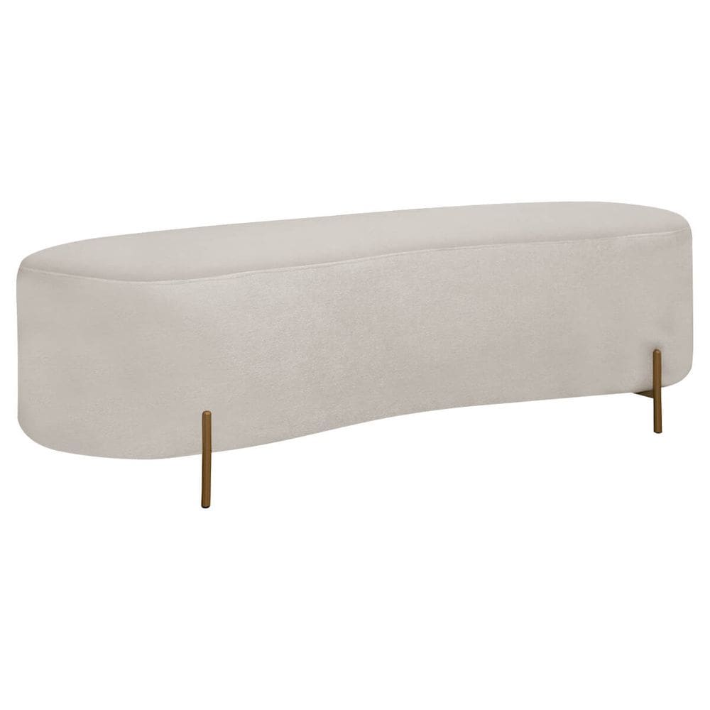 Puff Calçadeira Orgânico Maitê 1,38m Cama Casal Sala Bouclê Bege SOFA STORE