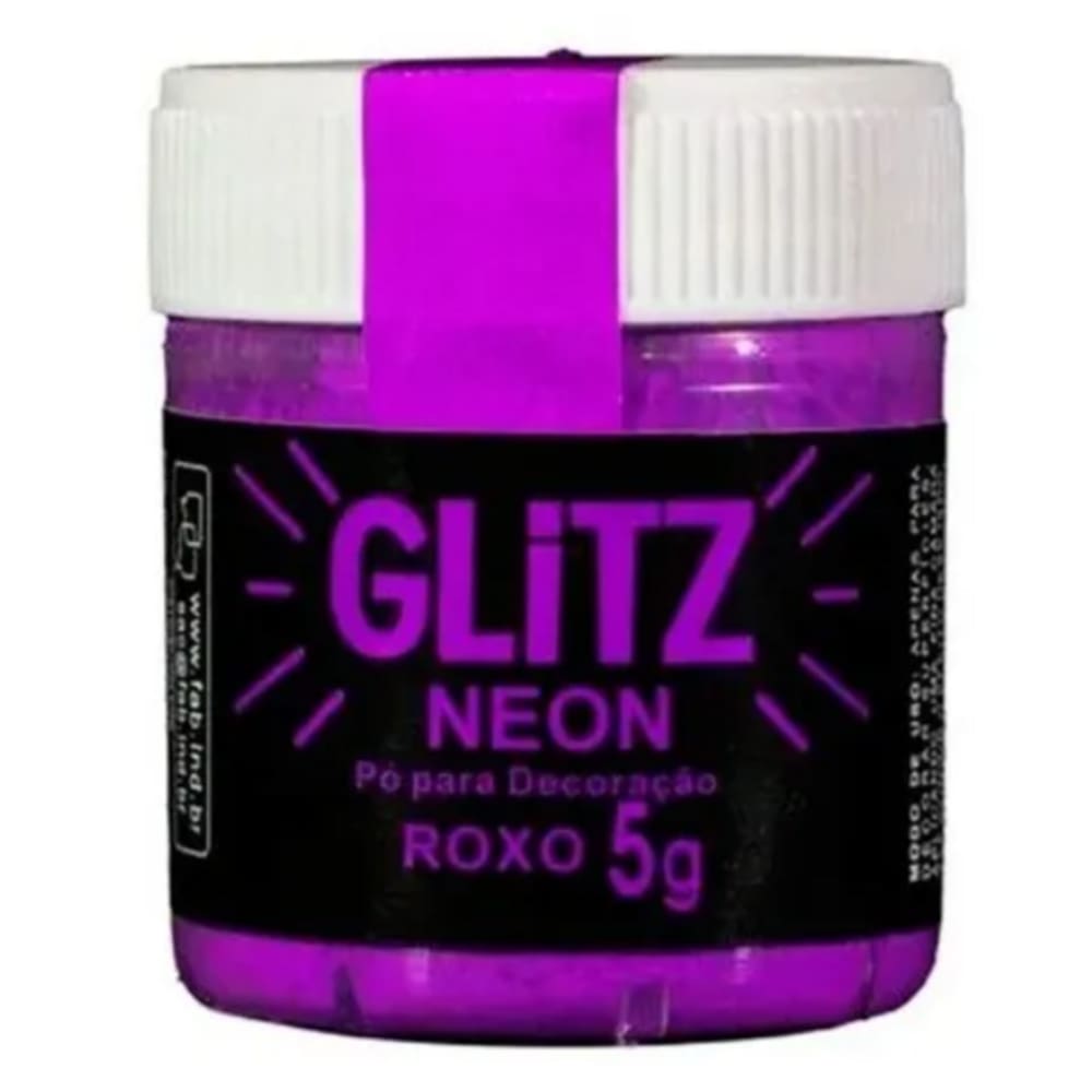 Corante Pó Glitz Neon Roxo Brilha Na Luz Negra