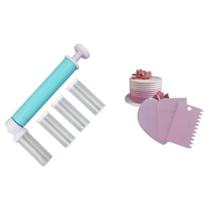 Pulverizador E Bombinha Para Bolo + 3 Espátulas Decorativas