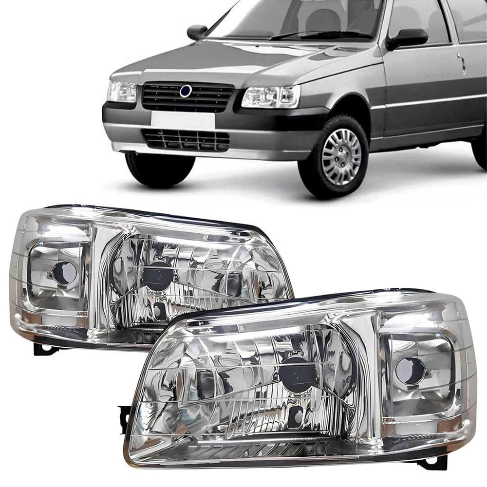 Par Farol Fiat Uno Mille Fire Lado Direito e Lado Esquedo Economy Fiorino Cromado