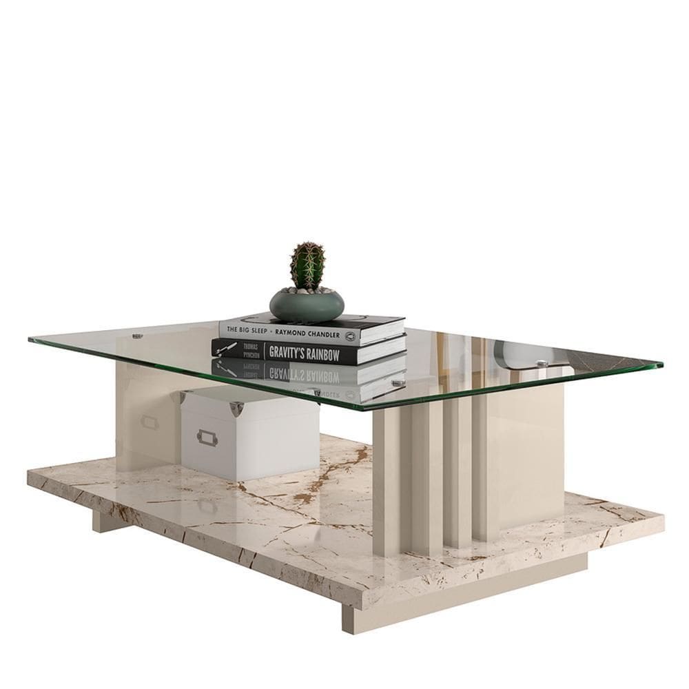 Mesa de Centro Frizz com Tampo de Vidro - Madetec