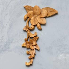 Moldura De Madeira Suar Flores Importada De Bali 28Cm