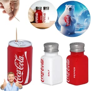 Jogo Porta Palito De Dente + Porta Sal E Pimenta Coca Cola