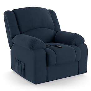 Poltrona do Papai Reclinável Melim Controle Power Elétrico Veludo Azul FH1 - D`Rossi