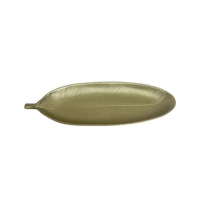Centro de Mesa Folha em Madeira Dourada 40cm ZQ0041 BTC