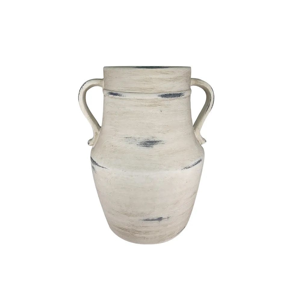 Vaso Decorativo Rústico em Cerâmica Branca 25cm XD0489 BTC