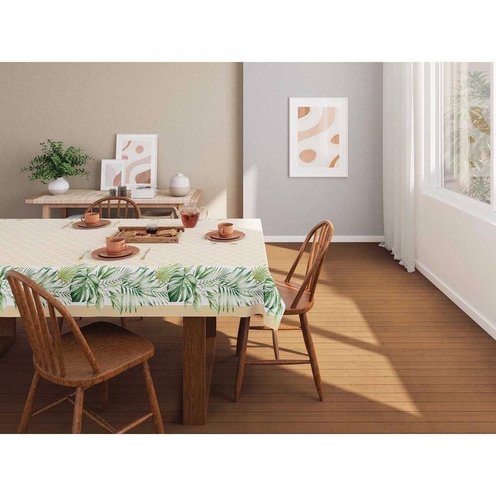 Toalha De Mesa Pop Retangular 6 Lugares Palmas 1,40X2,10M