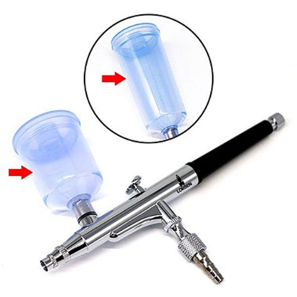Caneta Aerógrafo Dupla Ação Lorben Profissional 0,35mm Metálico 2 Cubas 20cc e 40cc Pintura Modelismo