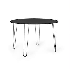 Mesa de Jantar Redonda 4 Lugares 90cm Base de Ferro Hairpin Preto - Straub Web