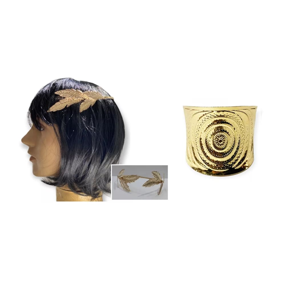Kit Coroa Deusa Grega Folhas De Louro C/ 1 Bracelete