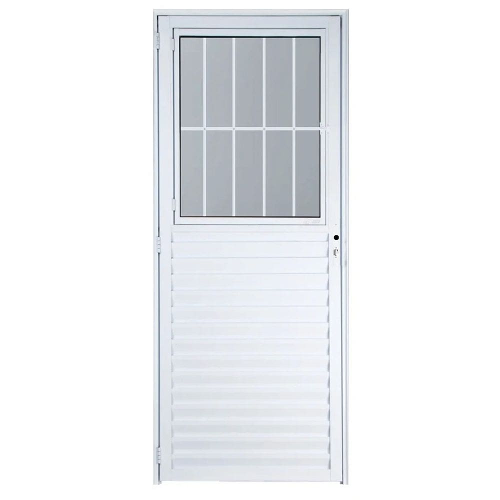 Porta social 2,10x80 lado ESQUERDO no alumínio branco