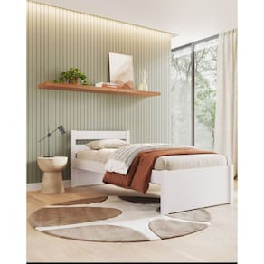 Cama Solteiro em Madeira Maciça 0,90x190cm Unique Yescasa Branco
