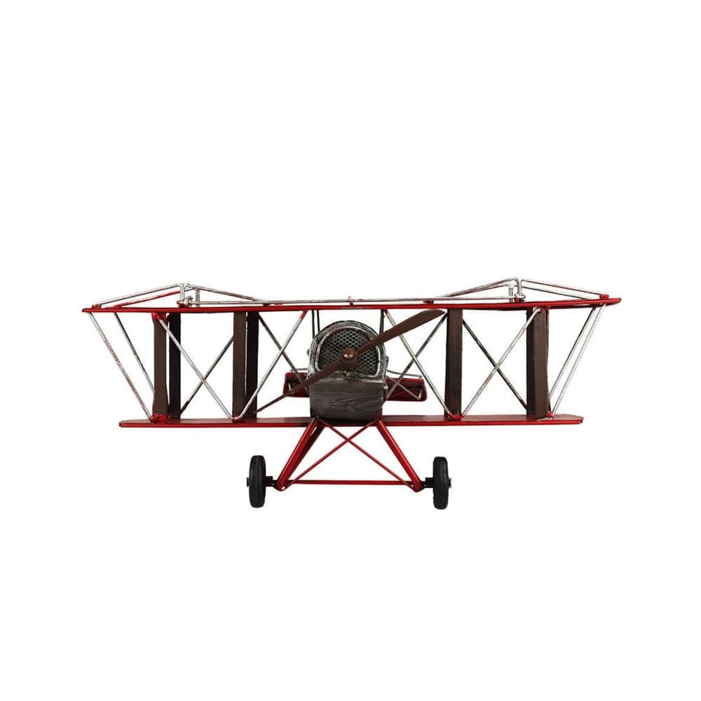 Miniatura Avião Vermelho De Hélice 17x40x45cm Tudo em Caixa