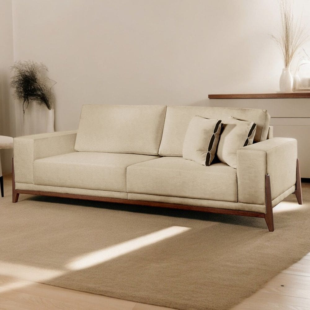 Sofá Fixo 2 Lugares Luxo 170 cm Magnus Bege