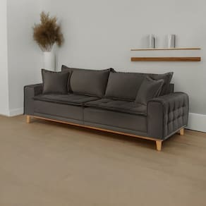 Sofá Fixo Orfeu 3 Lugares Luxo 2,00m Cinza