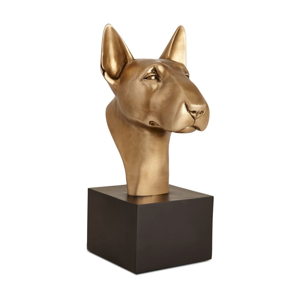 Escultura Decorativa Cachorro em Poliresina Dourada 32cm 17707 Mart