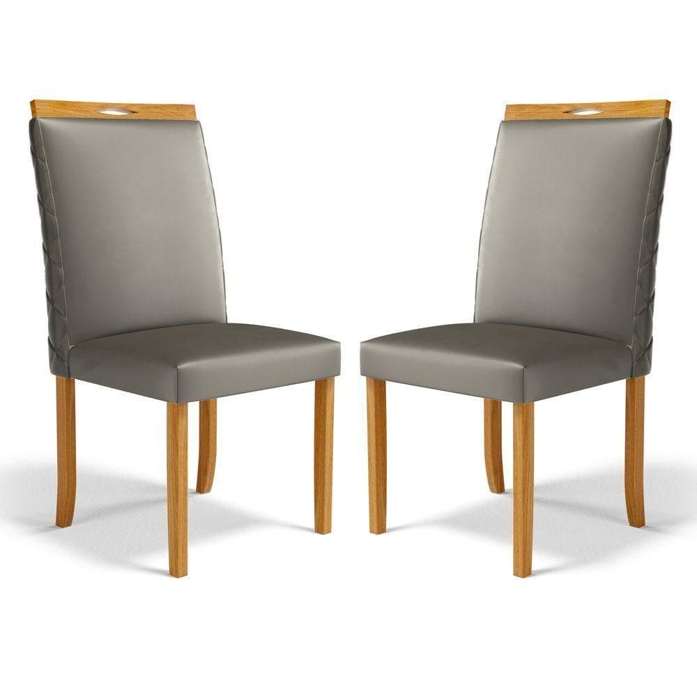 Kit Com 2 Cadeiras Agnes Madeira Maciça Estofadas Para Mesa De Jantar Veludo Chumbo 109