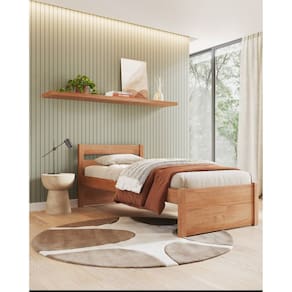 Cama Solteiro em Madeira Maciça  0,90x190cm Unique Yescasa Amendoa