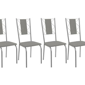 Kit 4 Cadeiras para Sala de Jantar de Metal Lisboa Cromado/Cinza