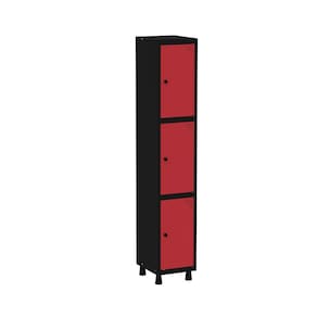 Roupeiro em Aço Mt 1v 3 Portas Pitâo Preto/Vermelho