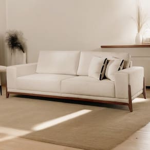 Sofá Fixo Magnus 3 Lugares Luxo 2,10m Elegância e Sofisticação Bege Claro
