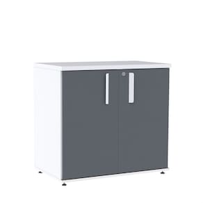 Armário Baixo 02 Portas Pivotante Abc745 Branco/Grafito